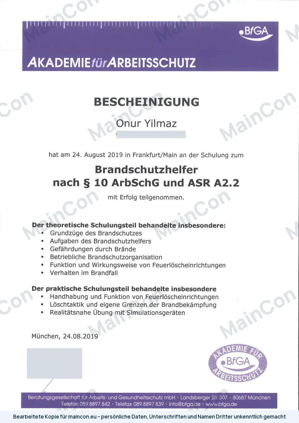 Bescheinigung: Brandschutzhelfer nach § 10 ArbSchG und ASR A2.2 (bearbeitete Kopie)
